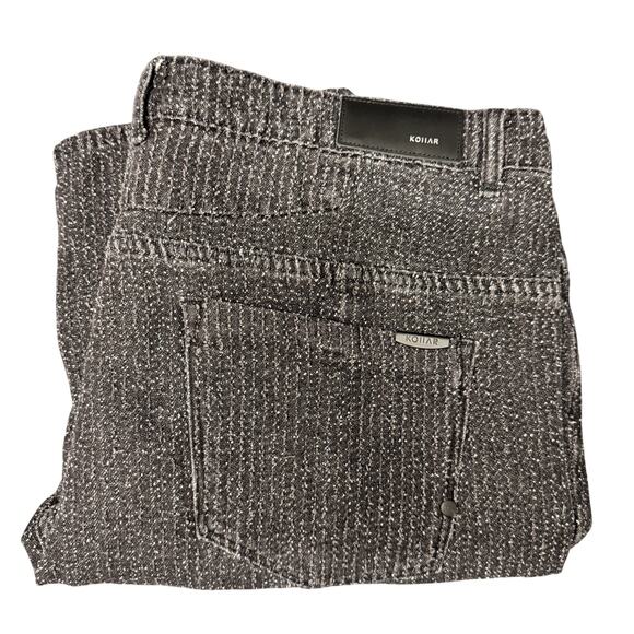 Kollar Jeans Mens 40 (41x31 ACTUAL) 967 Straight Pulled Charcoal Black Jacquard - Picture 1 of 13